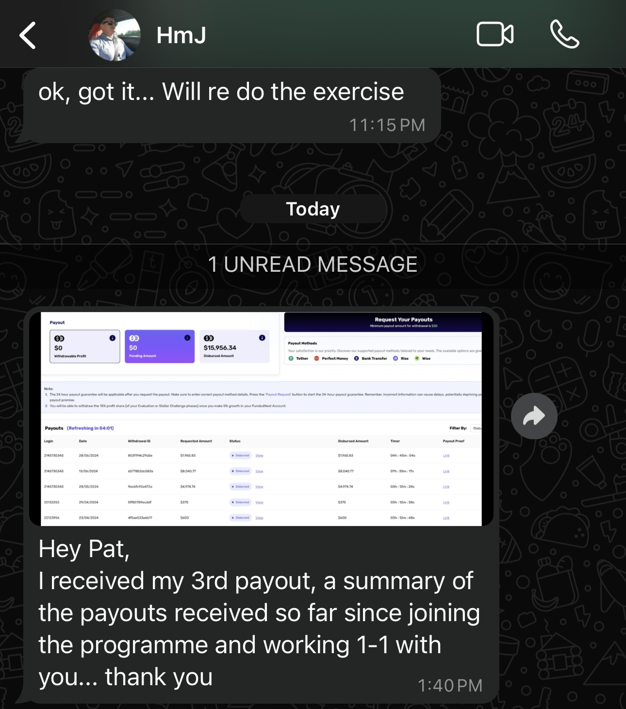 Raj payout screenshot